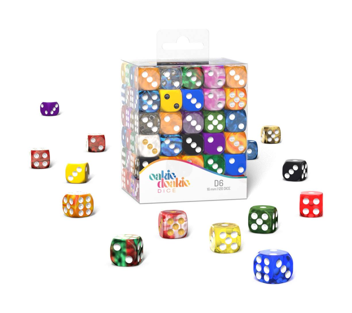 Oakie Doakie Dice dés Retail Pack D6 16 mm Mixed (120)