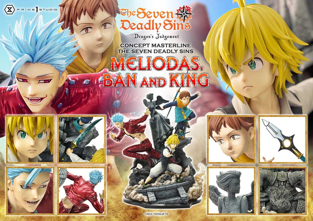 Seven Deadly Sins Concept Masterline Series statuette Meliodas, Ban and King 55 cm