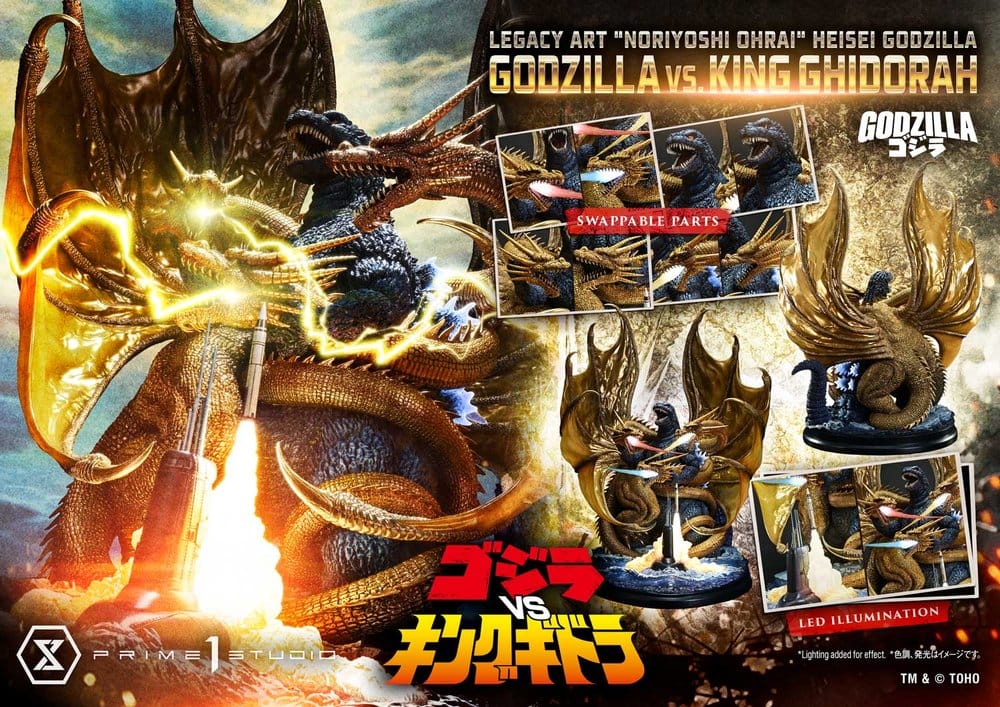 Godzilla Legacy Art "Noriyoshi Ohrai" statuette Heisei Godzilla Godzilla vs. King Ghidorah 82 cm