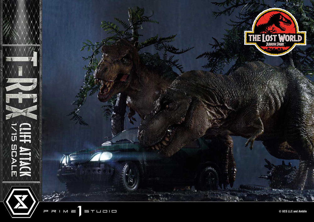 Jurassic World: The Lost World statuette 1/15 T-Rex Cliff Attack Bonus Version 53 cm