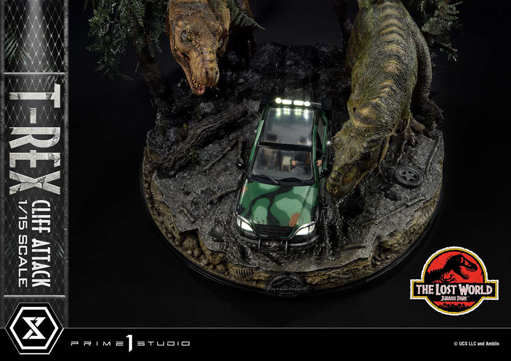 Jurassic World: The Lost World statuette 1/15 T-Rex Cliff Attack Bonus Version 53 cm
