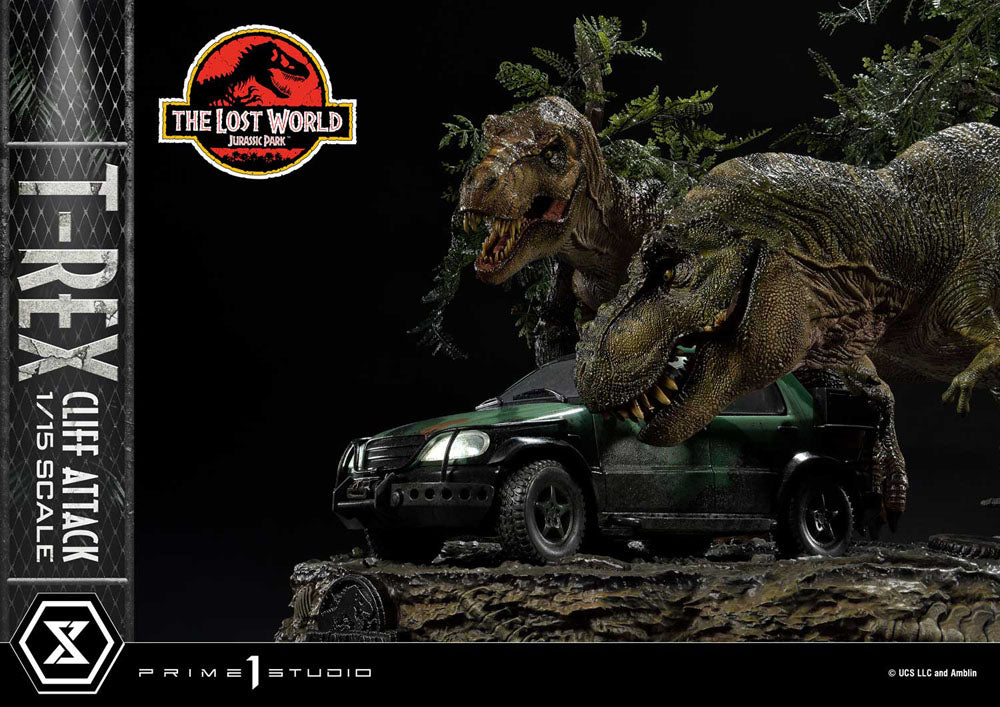 Jurassic World: The Lost World statuette 1/15 T-Rex Cliff Attack Bonus Version 53 cm