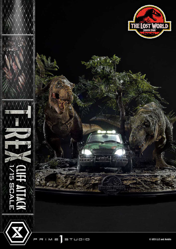 Jurassic World: The Lost World statuette 1/15 T-Rex Cliff Attack Bonus Version 53 cm