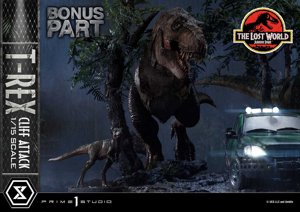 Jurassic World: The Lost World statuette 1/15 T-Rex Cliff Attack Bonus Version 53 cm