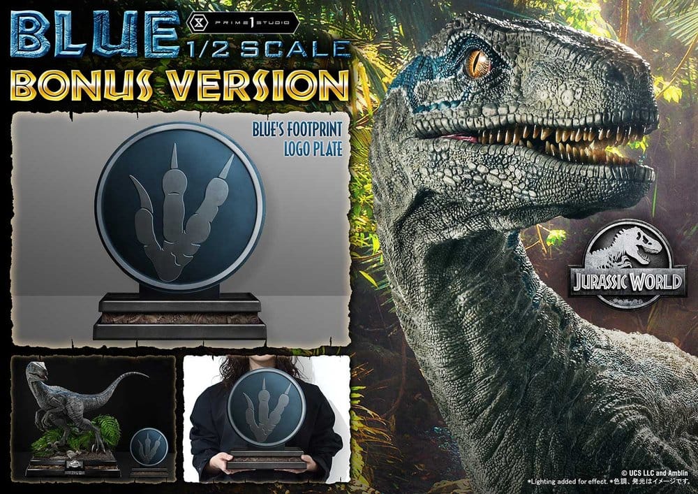 Jurassic World: Fallen Kingdom (Film) statuette Legacy Museum Collection 1/2 Blue Bonus Version 88 cm