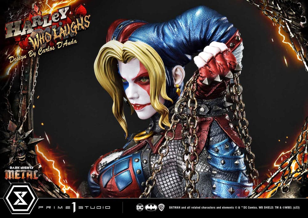 Dark Nights: Metal statuette Museum Masterline Series 1/3 Harley Quinn Who Laughs Concept Design by Caelos D`anda Deluxe Version 78 cm