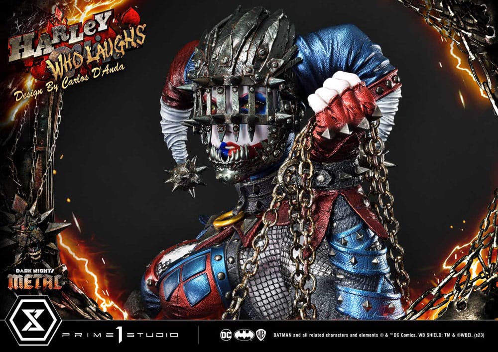 Dark Nights: Metal statuette Museum Masterline Series 1/3 Harley Quinn Who Laughs Concept Design by Caelos D`anda Deluxe Version 78 cm
