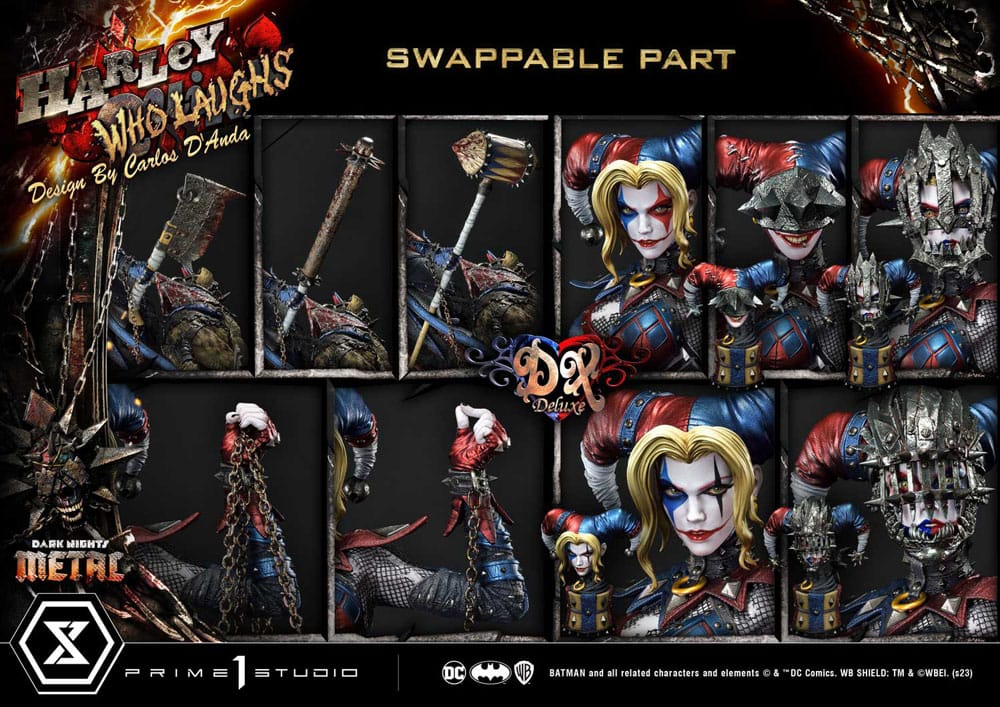 Dark Nights: Metal statuette Museum Masterline Series 1/3 Harley Quinn Who Laughs Concept Design by Caelos D`anda Deluxe Version 78 cm