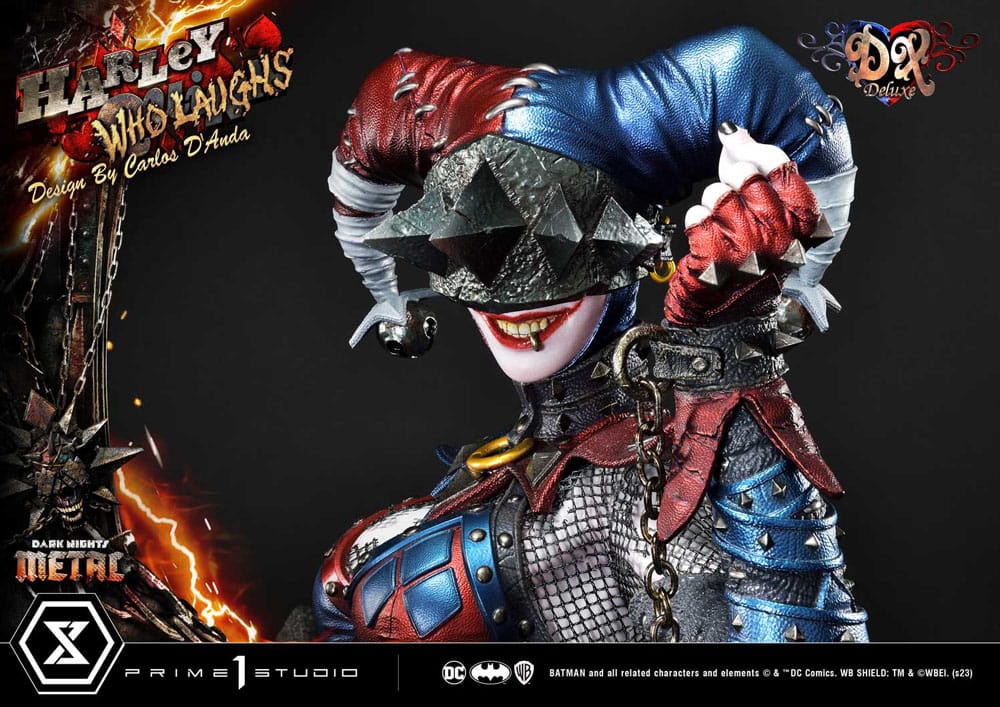 Dark Nights: Metal statuette Museum Masterline Series 1/3 Harley Quinn Who Laughs Concept Design by Caelos D`anda Deluxe Version 78 cm