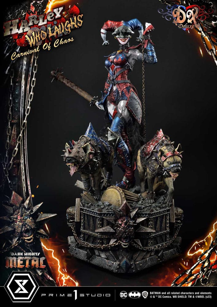 Dark Nights: Metal statuette Museum Masterline Series 1/3 Harley Quinn Who Laughs Concept Design by Caelos D`anda Deluxe Bonus Version 78 cm