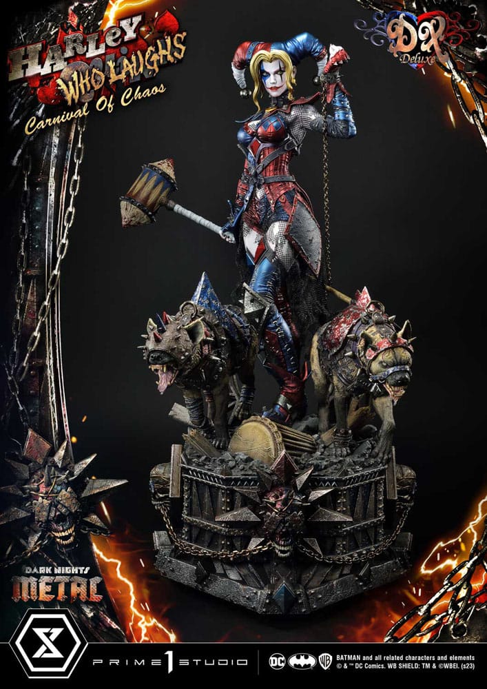 Dark Nights: Metal statuette Museum Masterline Series 1/3 Harley Quinn Who Laughs Concept Design by Caelos D`anda Deluxe Bonus Version 78 cm
