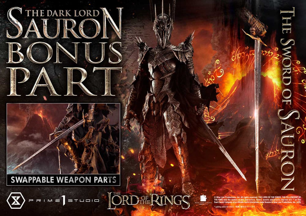 Le Seigneur des Anneaux statuette Museum Masterline Series 1/3 The Dark Lord Sauron Bonus Version 117 cm