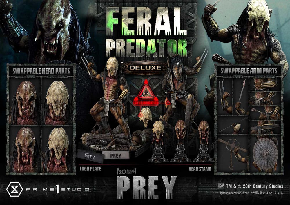Prey (Movie) statuette Museum Masterline Series 1/3 Feral Predator Deluxe Bonus Version 89 cm