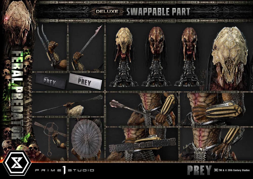 Prey (Movie) statuette Museum Masterline Series 1/3 Feral Predator Deluxe Bonus Version 89 cm