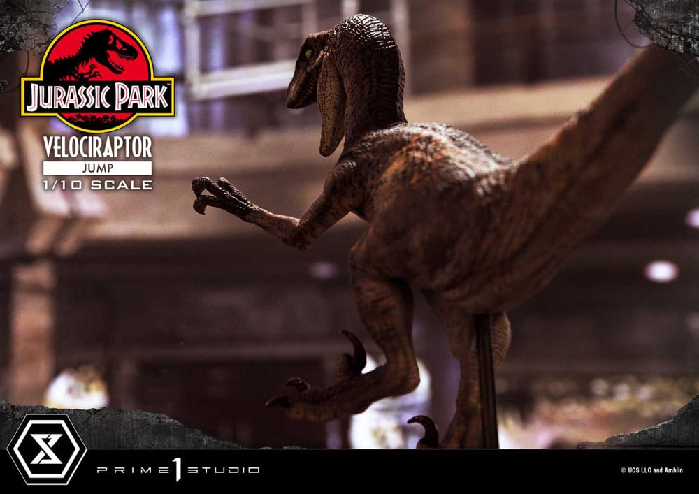 Jurassic Park statuette Prime Collectibles 1/10 Velociraptor Jump 21 cm