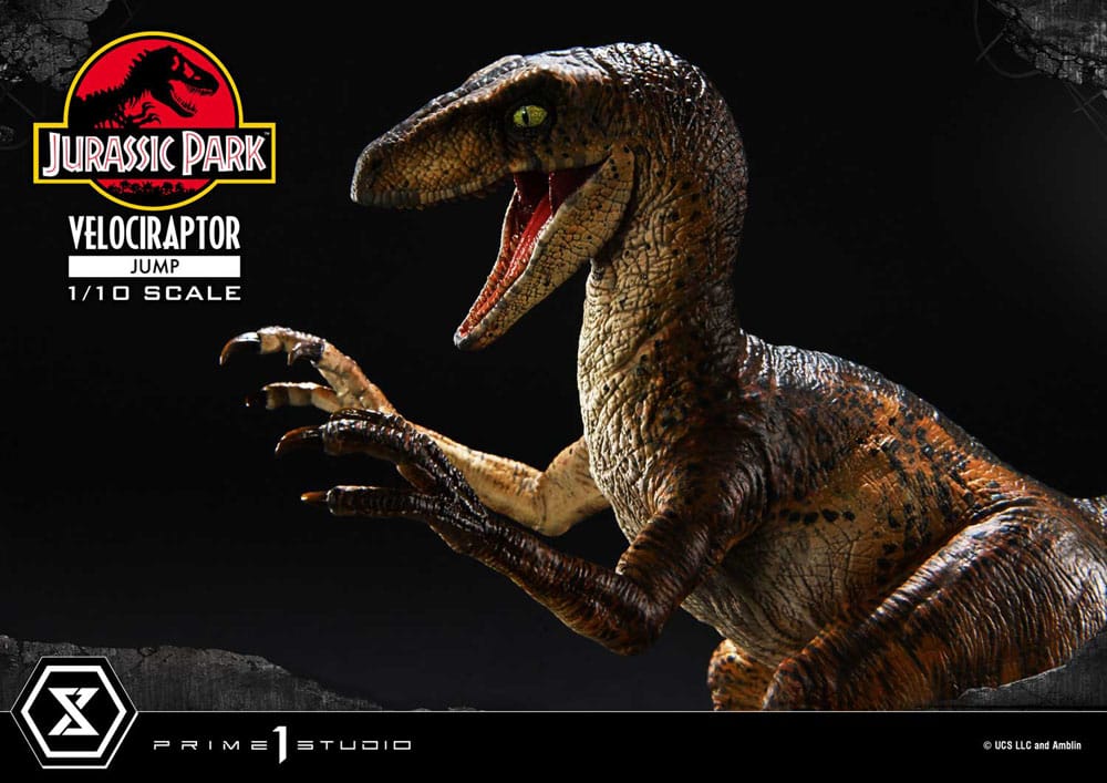 Jurassic Park statuette Prime Collectibles 1/10 Velociraptor Jump 21 cm