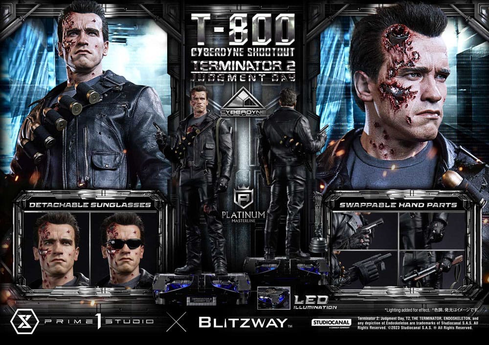 Terminator 2 statuette Platimum Masterline Series 1/3 T-800 Cyberdyne Shootout 74 cm