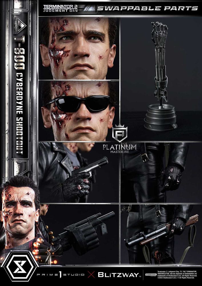 Terminator 2 statuette Platimum Masterline Series 1/3 T-800 Cyberdyne Shootout 74 cm