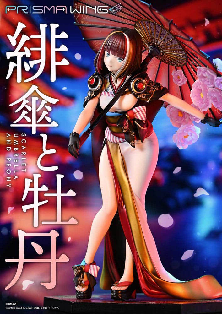 Original Illustration by Fuzichoco statuette PVC 1/7 Prisma Wing Scarlet Umbrella And Peony 28 cm