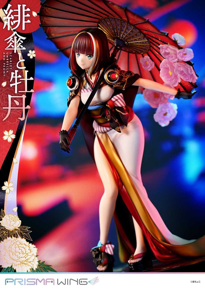 Original Illustration by Fuzichoco statuette PVC 1/7 Prisma Wing Scarlet Umbrella And Peony 28 cm