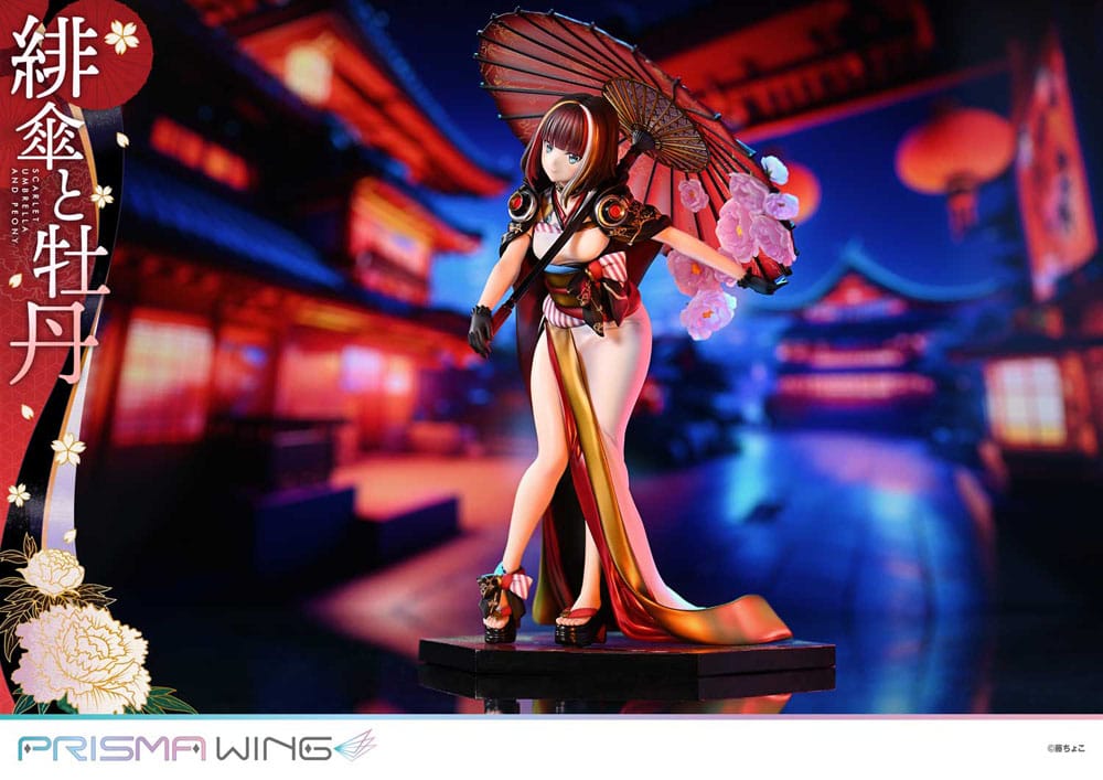 Original Illustration by Fuzichoco statuette PVC 1/7 Prisma Wing Scarlet Umbrella And Peony 28 cm