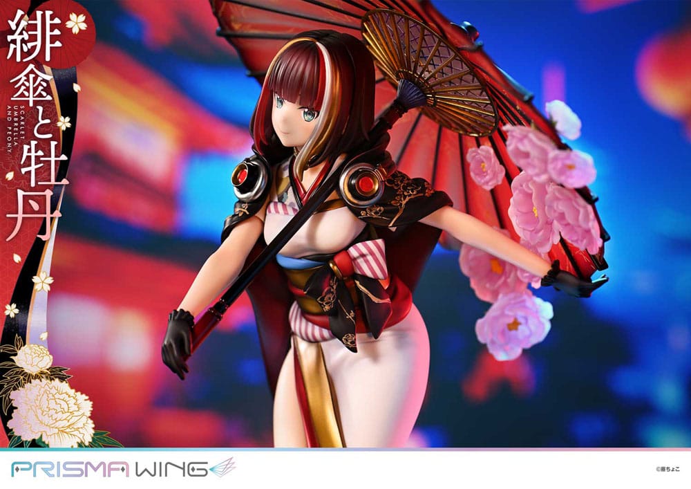 Original Illustration by Fuzichoco statuette PVC 1/7 Prisma Wing Scarlet Umbrella And Peony 28 cm