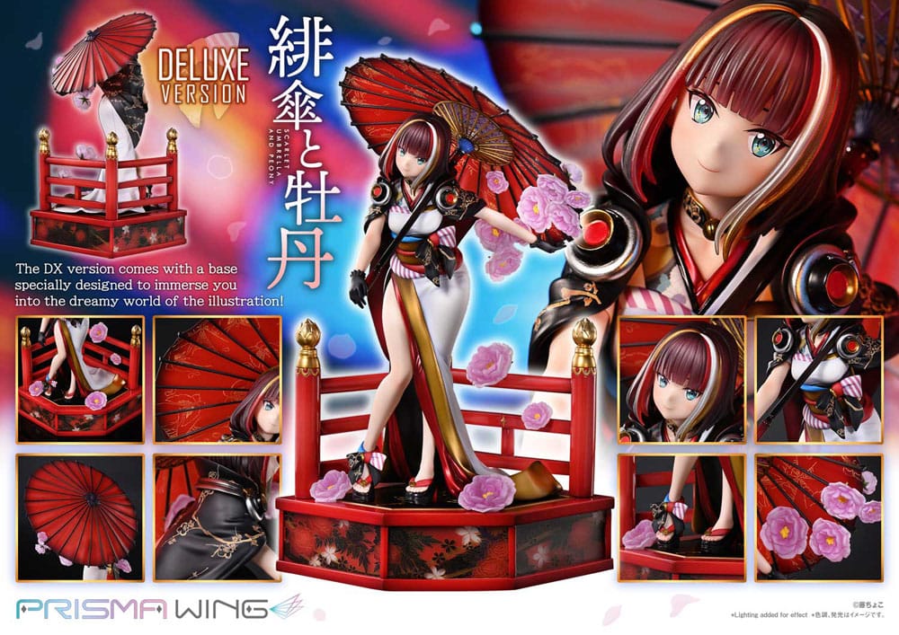 Original Illustration by Fuzichoco statuette PVC 1/7 Prisma Wing Scarlet Umbrella And Peony Deluxe Version 32 cm