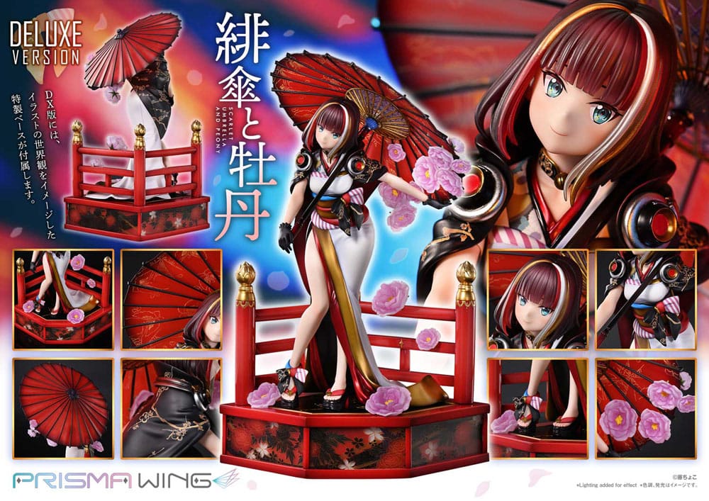 Original Illustration by Fuzichoco statuette PVC 1/7 Prisma Wing Scarlet Umbrella And Peony Deluxe Version 32 cm