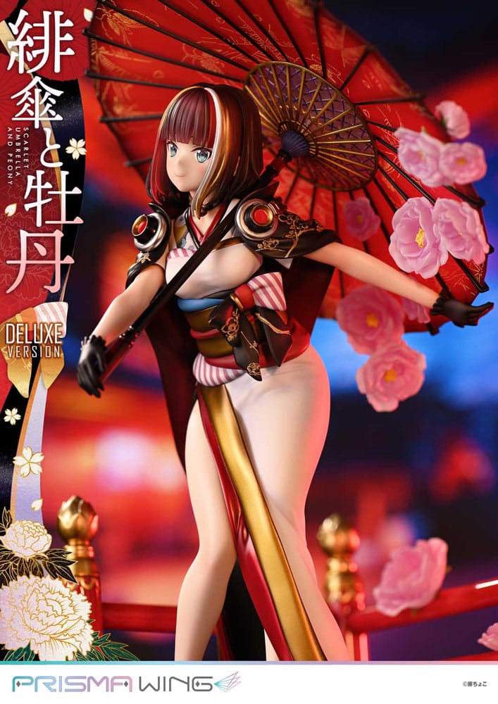 Original Illustration by Fuzichoco statuette PVC 1/7 Prisma Wing Scarlet Umbrella And Peony Deluxe Version 32 cm