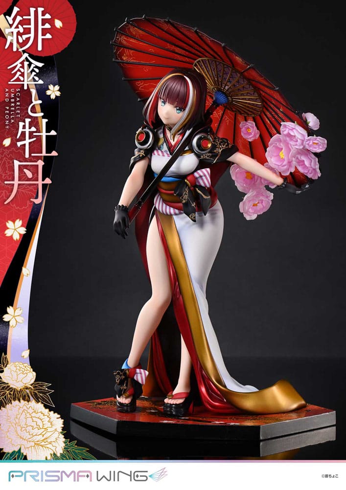 Original Illustration by Fuzichoco statuette PVC 1/7 Prisma Wing Scarlet Umbrella And Peony Deluxe Version 32 cm