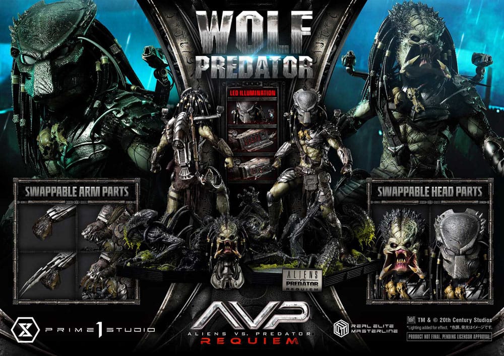 Alien vs. Predator statuette Real Elite Masterline Series 1/3 Requiem Wolf Predator 95 cm