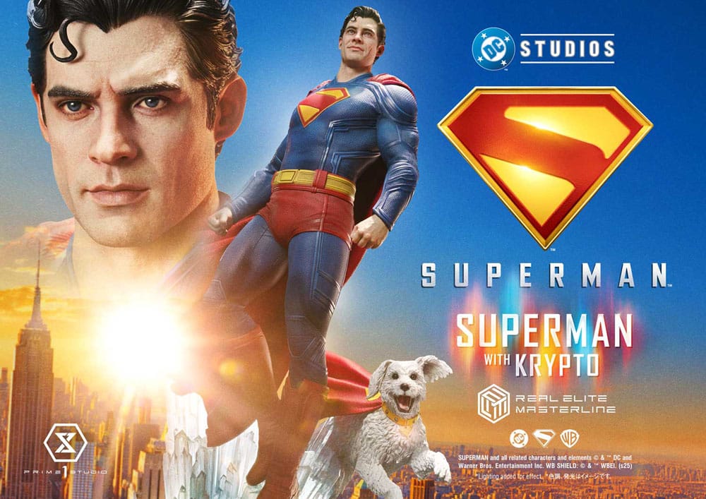 Superman (2025) statuette Real Elite Masterline Series 1/3 Superman with Krypto 95 cm