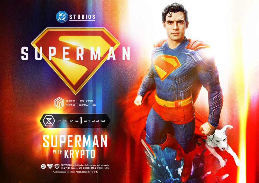 Superman (2025) statuette Real Elite Masterline Series 1/3 Superman with Krypto 95 cm