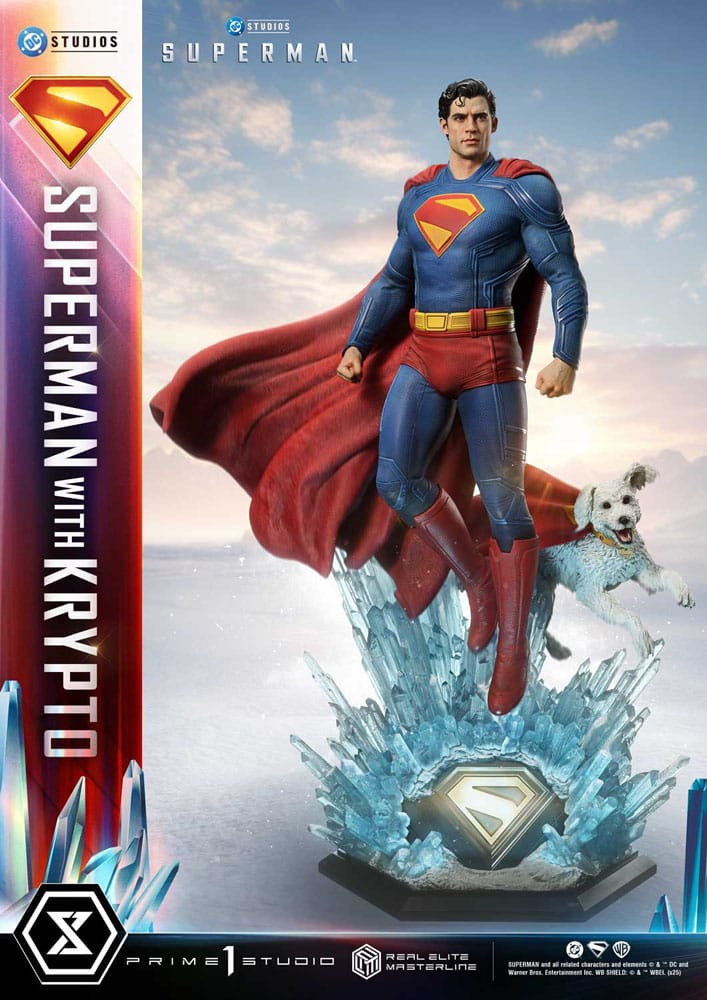 Superman (2025) statuette Real Elite Masterline Series 1/3 Superman with Krypto Bonus Version 95 cm