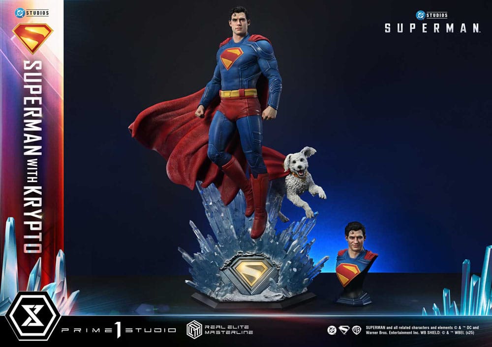 Superman (2025) statuette Real Elite Masterline Series 1/3 Superman with Krypto Bonus Version 95 cm