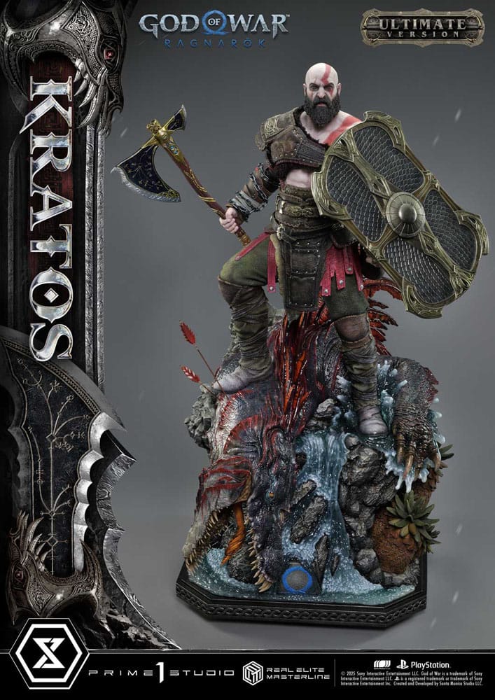 God of War: Ragnarok statuette Real Elite Masterline Series 1/3 Kratos Ultimate Bonus Version 95 cm