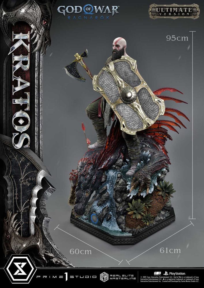 God of War: Ragnarok statuette Real Elite Masterline Series 1/3 Kratos Ultimate Bonus Version 95 cm