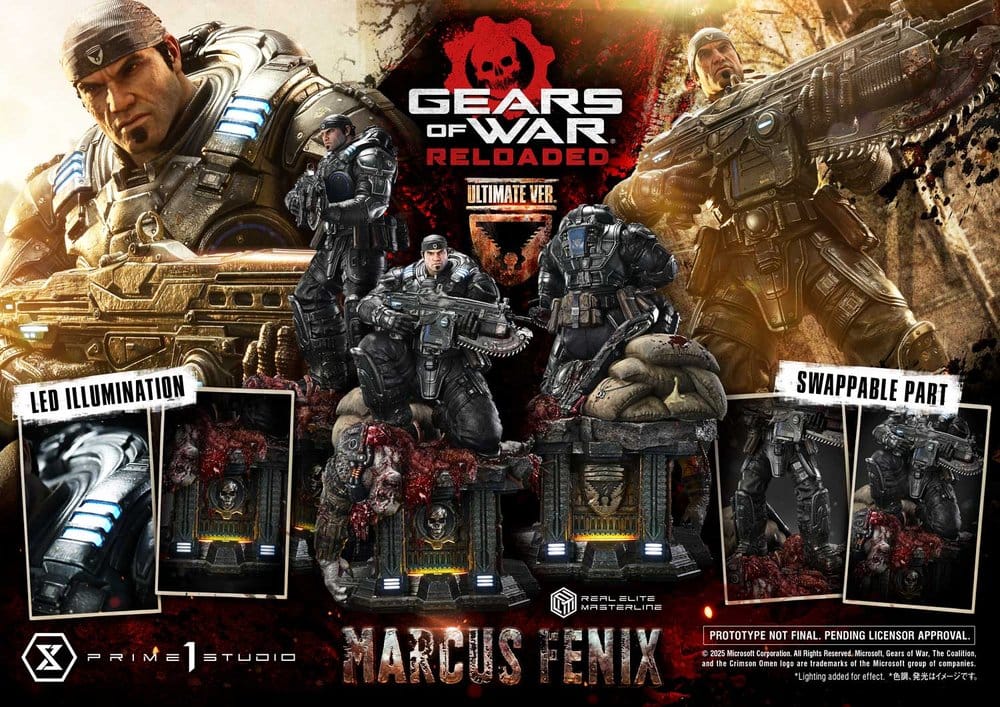 Gears of War: Reloaded statuette Real Elite Masterline Series 1/3 Marcus Fenix Ultimate Version 97 cm