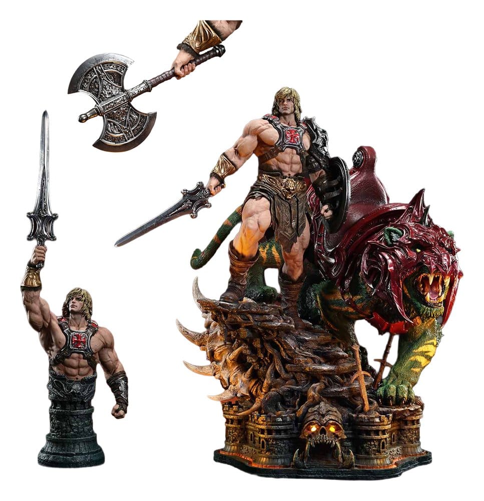 Masters of the Universe statuette Real Elite Masterline Series 1/4 He-Man & Battle Cat Ultimate Bonus Version 86 cm