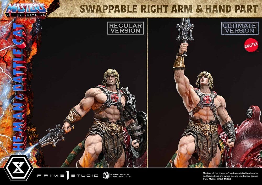 Masters of the Universe statuette Real Elite Masterline Series 1/4 He-Man & Battle Cat Ultimate Bonus Version 86 cm