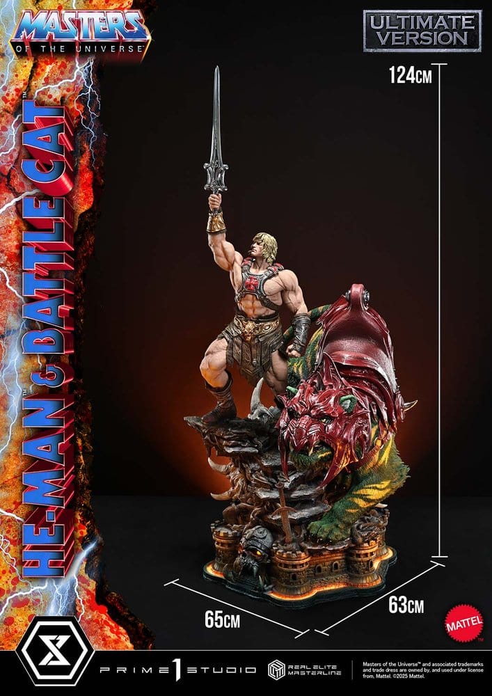 Masters of the Universe statuette Real Elite Masterline Series 1/4 He-Man & Battle Cat Ultimate Bonus Version 86 cm