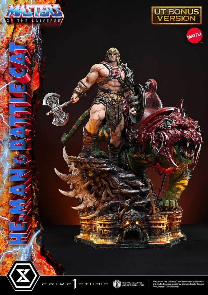 Masters of the Universe statuette Real Elite Masterline Series 1/4 He-Man & Battle Cat Ultimate Bonus Version 86 cm