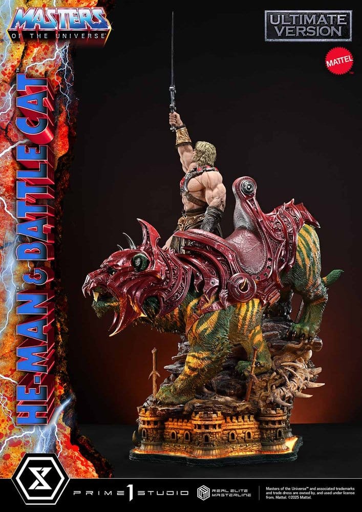 Masters of the Universe statuette Real Elite Masterline Series 1/4 He-Man & Battle Cat Ultimate Bonus Version 86 cm