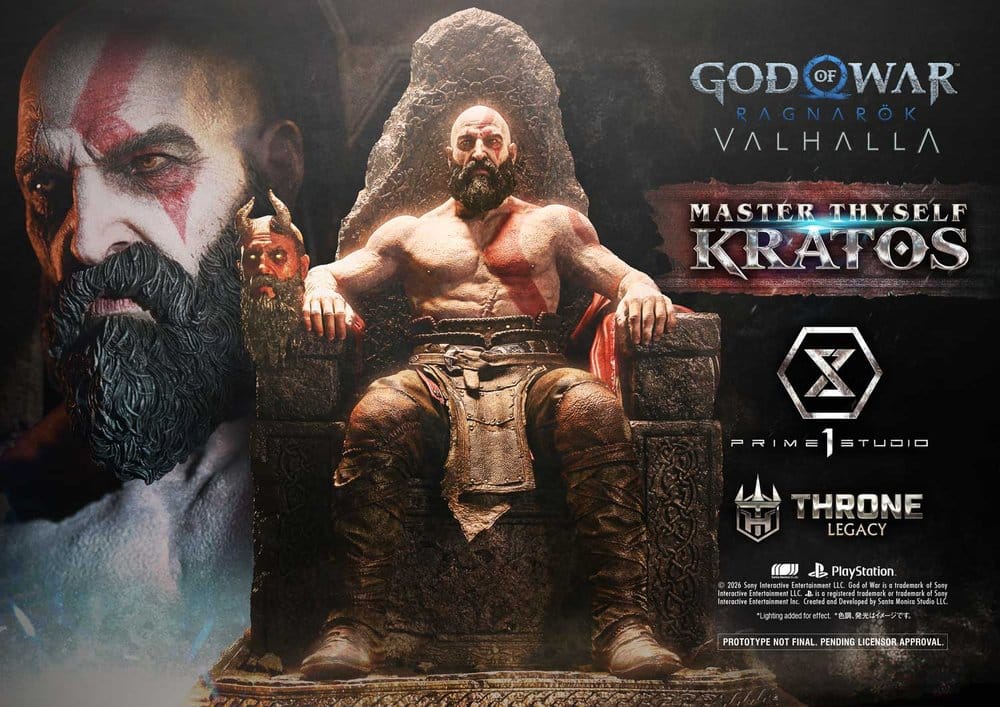 Throne Legacy God of War Series statuette 1/3 Ragnarok Master Thyself Kratos 67 cm