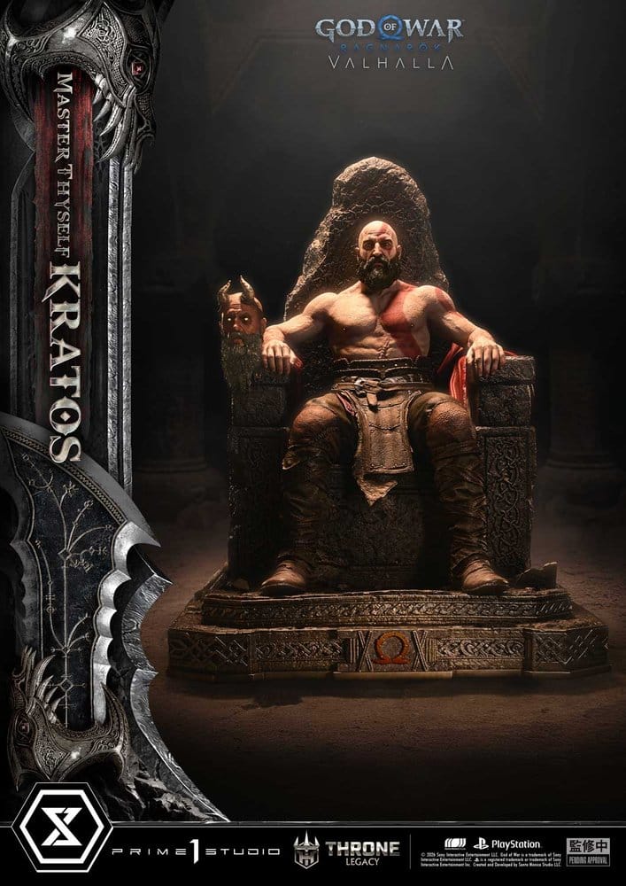 Throne Legacy God of War Series statuette 1/3 Ragnarok Master Thyself Kratos 67 cm