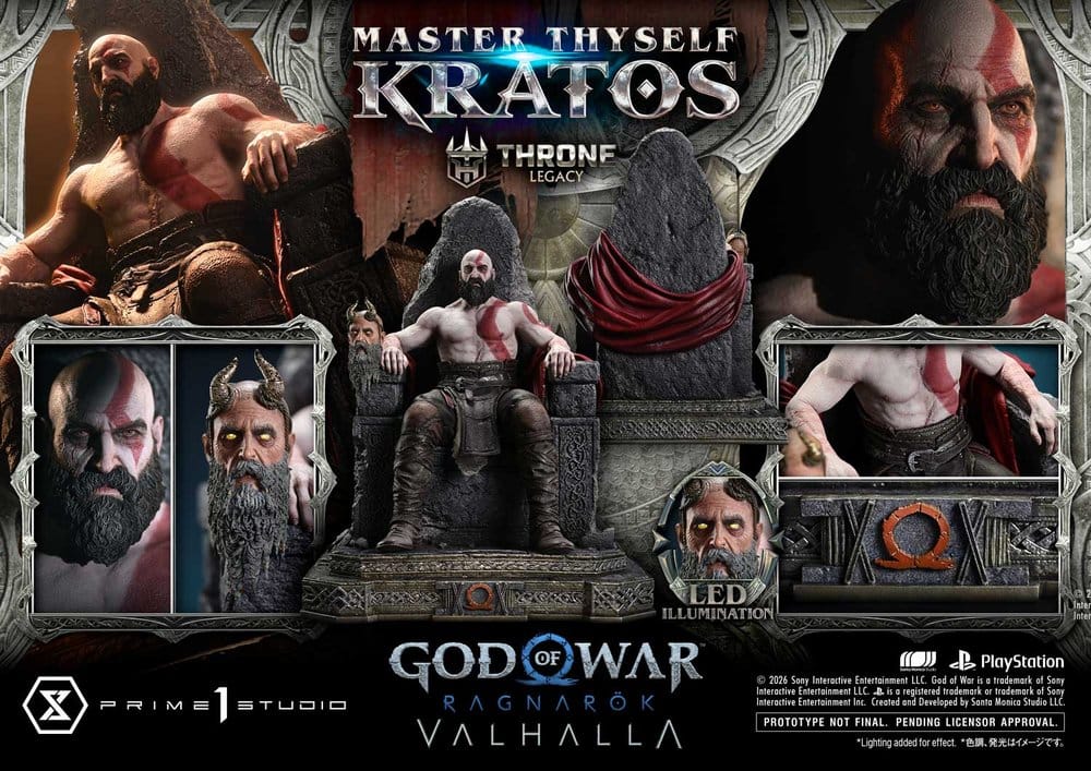 Throne Legacy God of War Series statuette 1/3 Ragnarok Master Thyself Kratos 67 cm