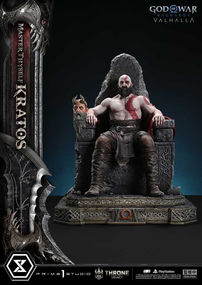 Throne Legacy God of War Series statuette 1/3 Ragnarok Master Thyself Kratos 67 cm