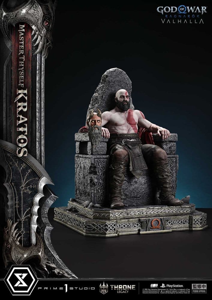 Throne Legacy God of War Series statuette 1/3 Ragnarok Master Thyself Kratos 67 cm