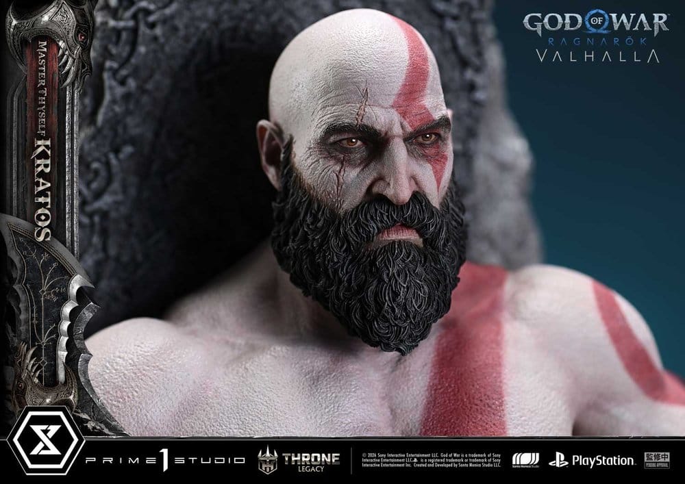 Throne Legacy God of War Series statuette 1/3 Ragnarok Master Thyself Kratos 67 cm