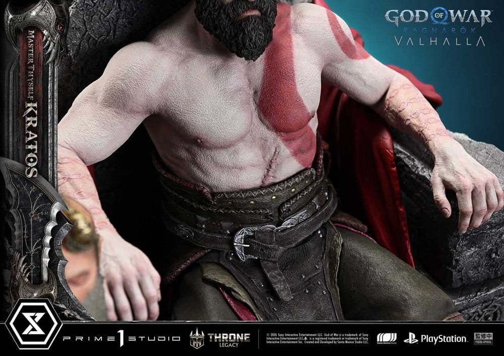 Throne Legacy God of War Series statuette 1/3 Ragnarok Master Thyself Kratos 67 cm